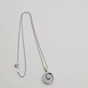 925 SS Necklace Blue Stone clear crystals